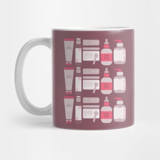 Skincare Essentials Pattern (Mauve Purple & Pink Version) Mug